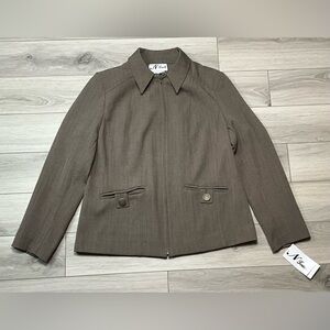 Women's Taupe Zip-Front Blazer Jacket